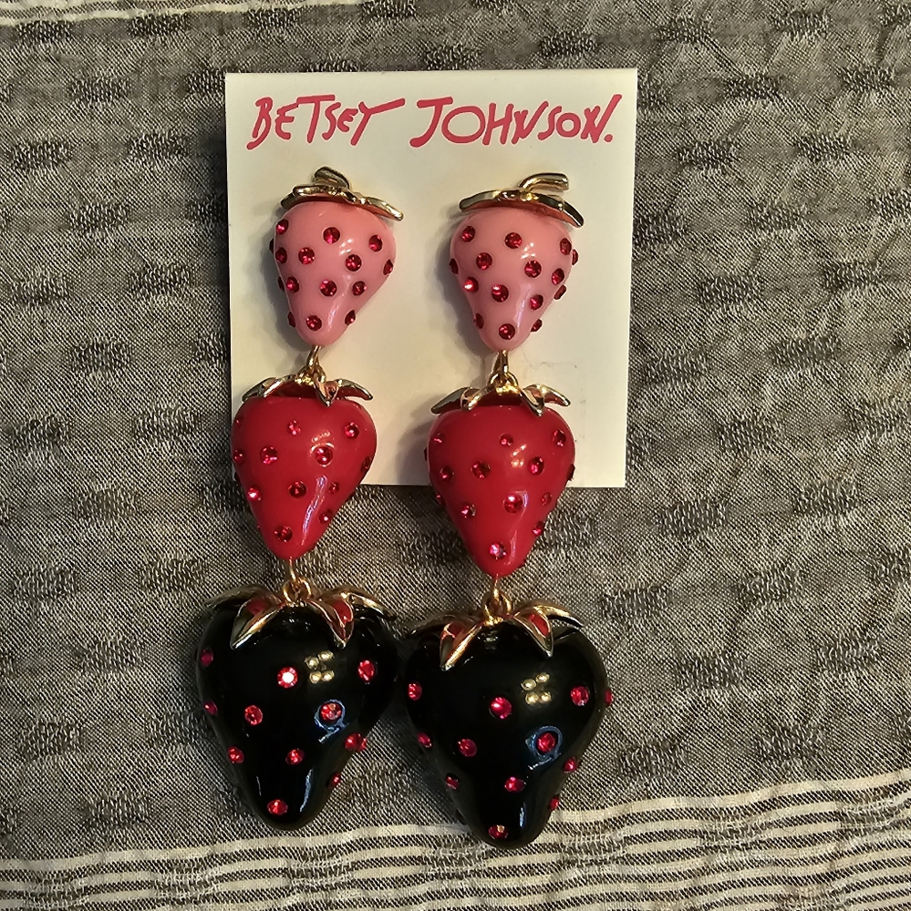 Betsey Johnson Strawberry Drop Earrings
